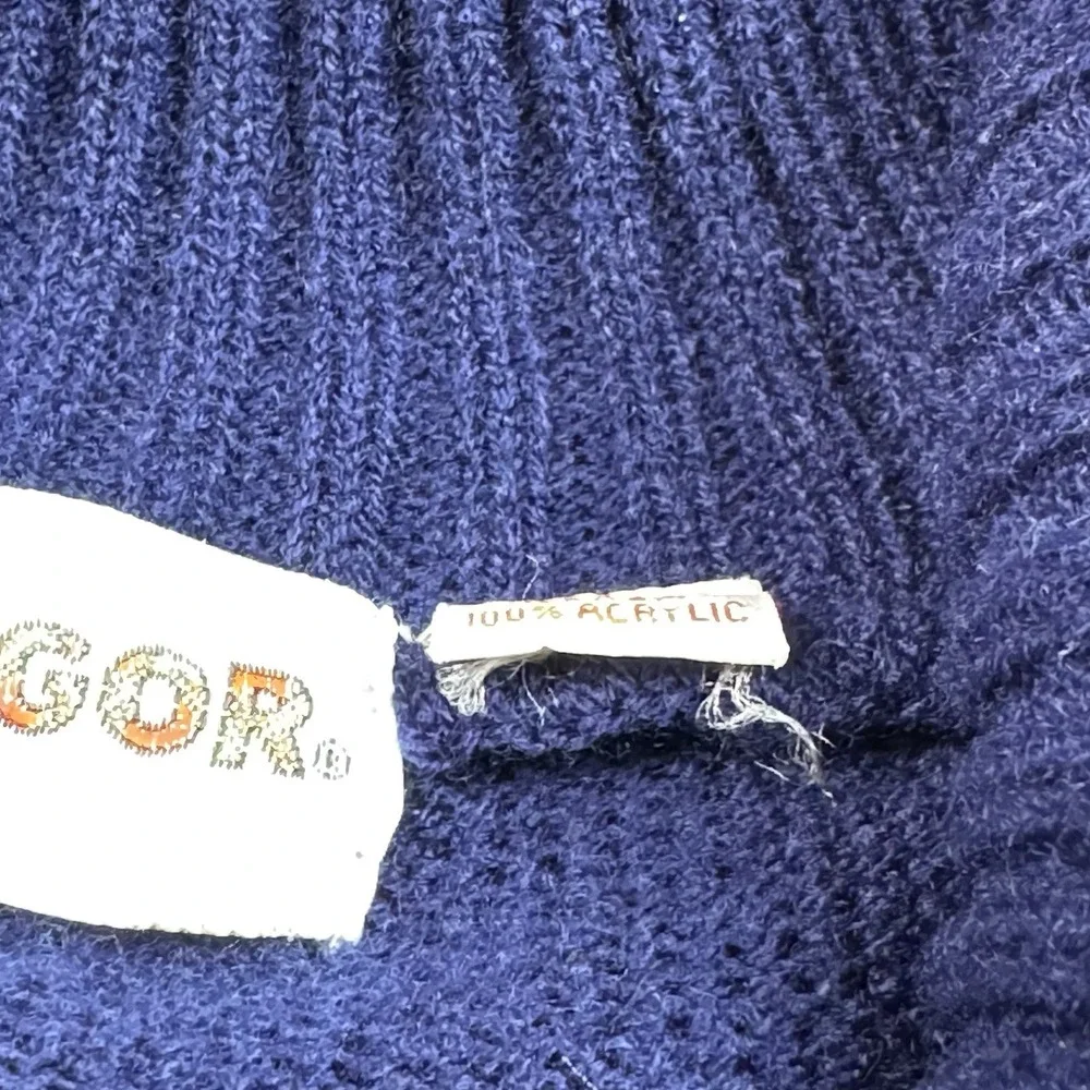 Vintage McGregor Sweater Mens Medium Knit Cardigan 80s 90s Grandpa Preppy Blue